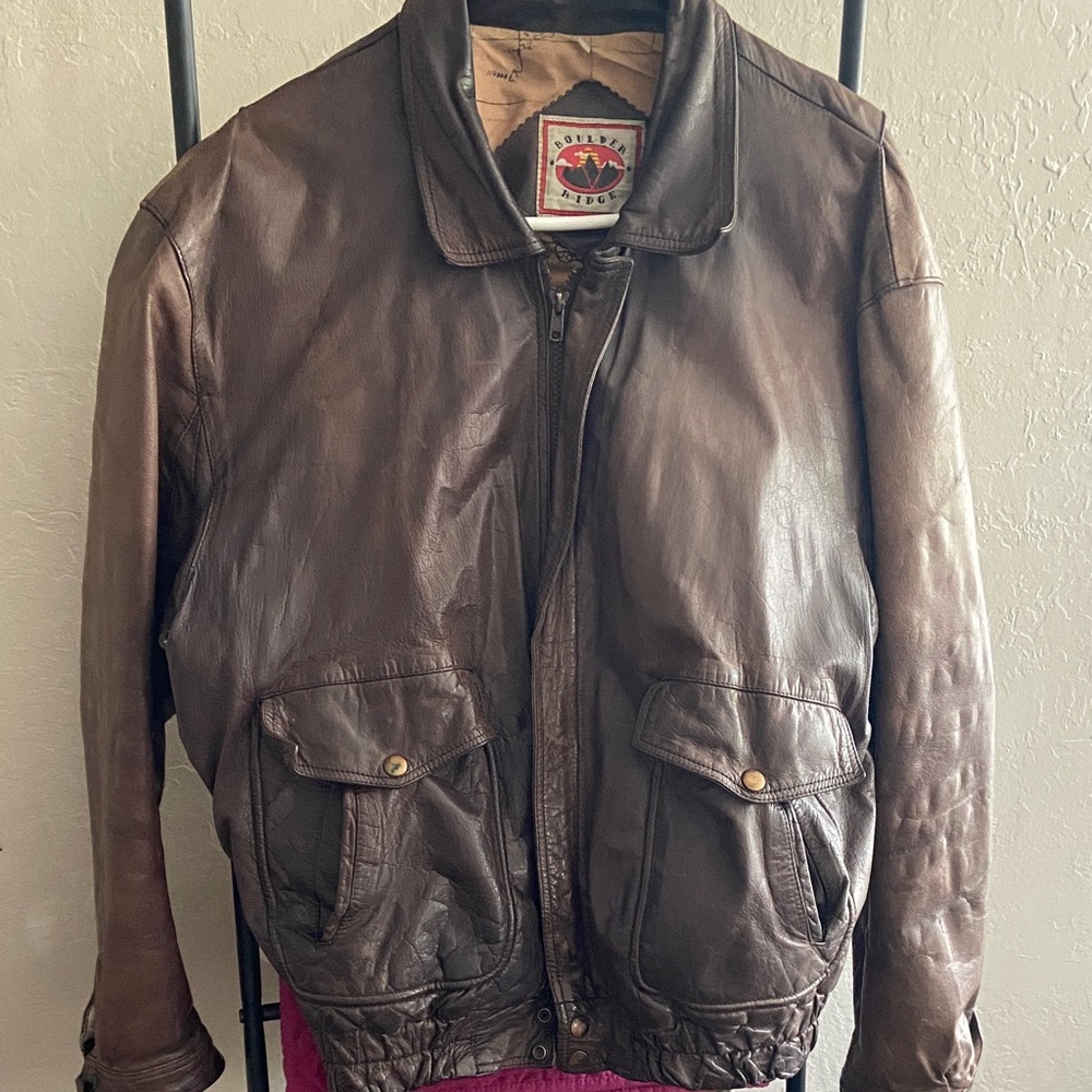 Avirex Dark Brown Leather Bomber Jacket